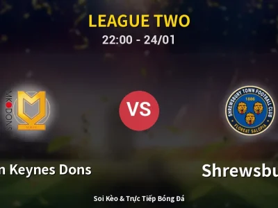Soi Kèo Milton Keynes Dons vs Shrewsbury – 22:00 24/01 | Nhận Định, Dự Đoán Tỷ Số