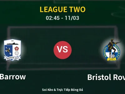 Kết Quả: Barrow 0-2 Bristol Rovers – Highlight & Bàn Thắng | League Two