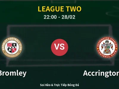 Soi Kèo Bromley vs Accrington ST – 22:00 28/02 | Nhận Định, Dự Đoán Tỷ Số