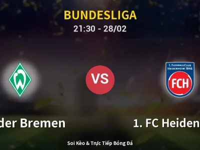 Soi Kèo Werder Bremen vs 1. FC Heidenheim – 21:30 28/02 | Nhận Định, Dự Đoán Tỷ Số