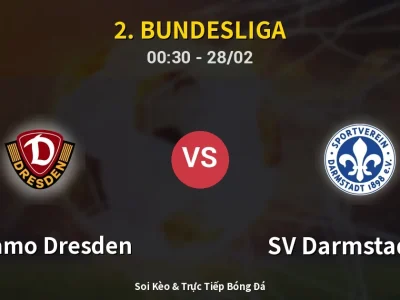 Kết Quả: Dynamo Dresden 3-1 SV Darmstadt 98 – Highlight & Bàn Thắng | 2. Bundesliga