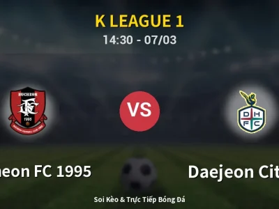 Kết Quả: Bucheon FC 1995 1-1 Daejeon Citizen – Highlight & Bàn Thắng | K League 1