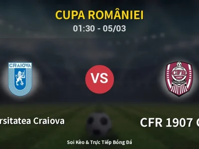 Kết Quả: Universitatea Craiova 3-1 CFR 1907 Cluj – Highlight & Bàn Thắng | Cupa României