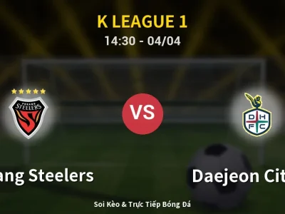 🔴 Trực Tiếp: Pohang Steelers 1-0 Daejeon Citizen – Link Xem K League 1 (Full HD)